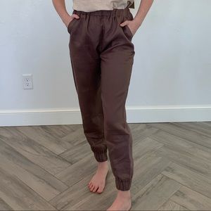Brown Linen Joggers